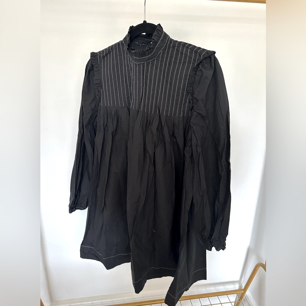 Women’s Black Pintucked Cotton-poplin